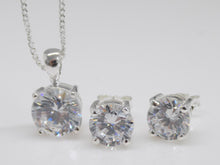 Load image into Gallery viewer, Sterling Silver Claw Set CZ Pendant and Earring Set SKU 0501006
