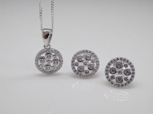 Sterling Silver Rubover CZs Pendant and Earring Set SKU 0501029