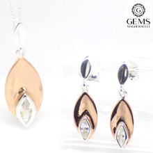 Load image into Gallery viewer, Sterling Silver Rose Tone Marquise CZ Pendant &amp; Earring Set SKU 0501081
