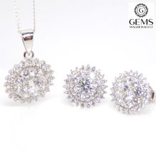 Load image into Gallery viewer, Sterling Silver CZ Pendant &amp; Earring Set SKU 0501082
