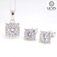Load image into Gallery viewer, Sterling Silver CZ Pendant &amp; Earring Set SKU 0501084

