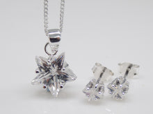 Load image into Gallery viewer, Sterling Silver CZ Star Pendant &amp; Earrings Set SKU 0501178
