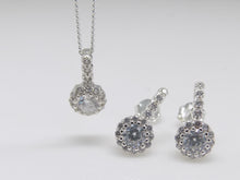 Load image into Gallery viewer, Sterling Silver CZ Cluster Mini Drop Pendant &amp; Earrings Set SKU 0501213
