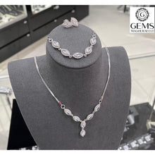 Load image into Gallery viewer, Sterling Silver Marquise Halo CZ Necklace, Bracelet &amp; Earrings Set SKU 0503011
