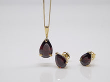 Load image into Gallery viewer, 9ct Yellow Gold Pear Shape Garnet Pendant &amp; Earring Set SKU 0601005
