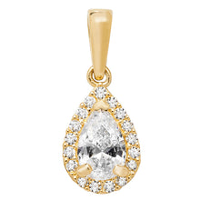 Load image into Gallery viewer, 9ct Yellow Gold Pear CZ Halo Pendant &amp; Earrings Set SKU 0601050
