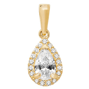 9ct Yellow Gold Pear CZ Halo Pendant & Earrings Set SKU 0601050