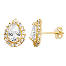 Load image into Gallery viewer, 9ct Yellow Gold Pear CZ Halo Pendant &amp; Earrings Set SKU 0601050
