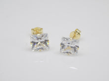 Load image into Gallery viewer, 9ct Yellow Gold Square CZ Stud Earrings SKU 1507007

