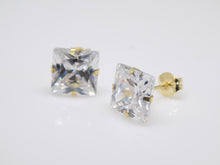 Load image into Gallery viewer, 9ct Yellow Gold Square CZ Stud Earrings SKU 1507008
