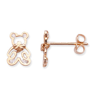 9ct Yellow Gold CZ Teddy Stud Earrings SKU 1507031