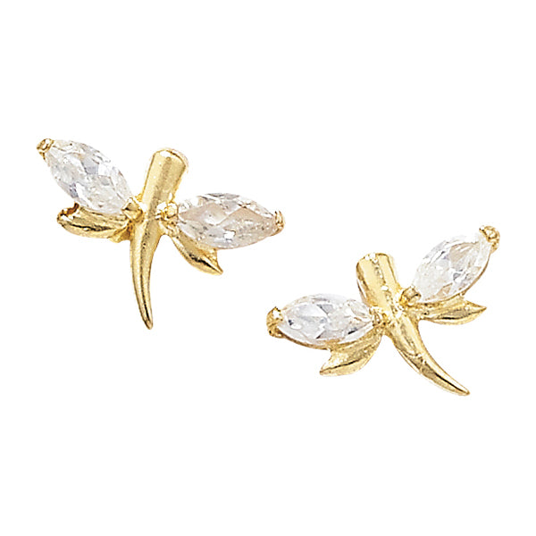 9ct Yellow Gold CZ Dragonfly Stud Earrings SKU 1507032