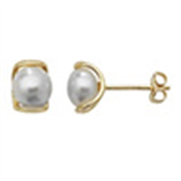 9ct Yellow Gold 6mm Synthetic Pearl Stud Earrings SKU 1507069