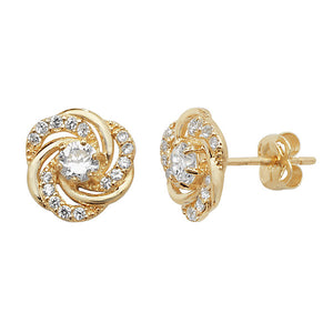 9ct Yellow Gold CZ Flower Stud Earrings SKU 1507074