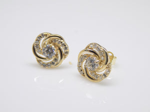 9ct Yellow Gold CZ Flower Stud Earrings SKU 1507074