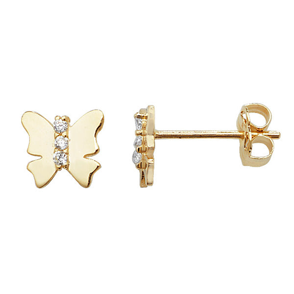 9ct Yellow Gold CZ Butterfly Stud Earrings SKU 1507089