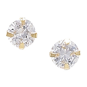 9ct Yellow Gold Claw Set Round CZ Stud Earrings SKU 1507090