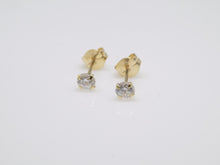 Load image into Gallery viewer, 9ct Yellow Gold Claw Set Round CZ Stud Earrings SKU 1507090
