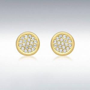 9ct Yellow Gold Pave CZ Circle Stud Earrings SKU 1507115