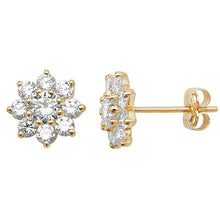 Load image into Gallery viewer, 9ct Yellow Gold CZ Flower Stud Earrings SKU 1507151
