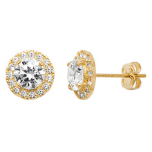 Load image into Gallery viewer, 9ct Yellow Gold CZ Halo Stud Earrings SKU 1507153
