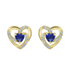Sterling Silver blue CZ heart stud earrings SKU 1507200