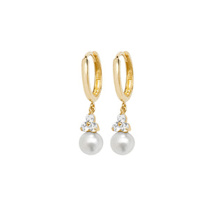 9ct Yellow Gold Synthetic Pearl & CZ Drop Earrings SKU 1508009