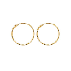 9ct Yellow Gold 14mm Hoop Earrings SKU 1510003