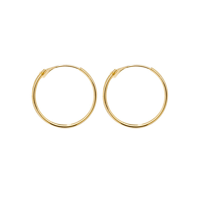 9ct Yellow Gold 14mm Hoop Earrings SKU 1510003