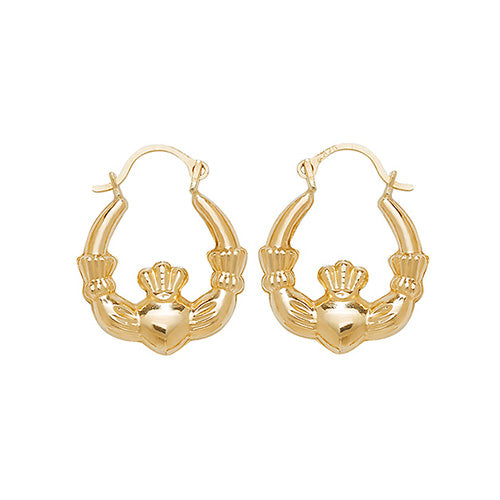9ct Yellow Gold Small Claddagh Creole Earrings SKU 1510033