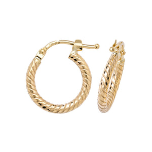 9ct Yellow Gold Rope Style Hoop Earrings SKU 1510069