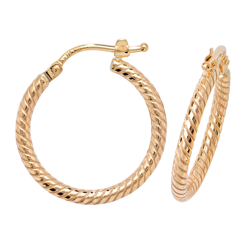 9ct Yellow Gold Fancy Ribbed Design Hoop Earrings SKU 1510071