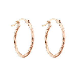 9ct Yellow Gold twist oval hoop earrings 22mm SKU 1510090