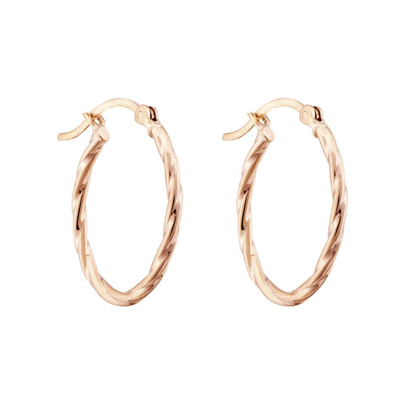 9ct Yellow Gold twist oval hoop earrings 22mm SKU 1510090