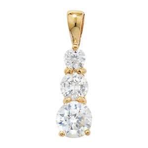 9ct Yellow Gold 3 CZ Drop Pendant SKU 1512014