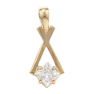 9ct Yellow Gold X, Diamond Shape CZ Pendant SKU 1512017