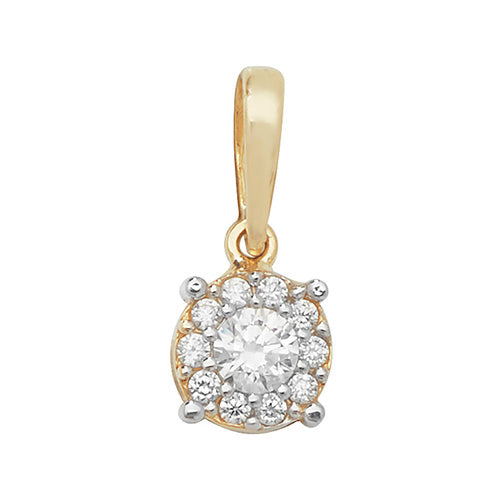 9ct Yellow Gold CZ Halo Pendant SKU 1512027