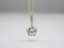 Load image into Gallery viewer, 9ct Yellow Gold CZ Bar &amp; Round CZ Pendant SKU 1512073
