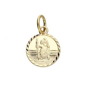 9ct Yellow Gold Small Diamond Cut Edge St.Christopher Pendant SKU 1544006