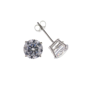9ct White Gold 6MM Claw Set CZ Stud Earrings SKU 1607011