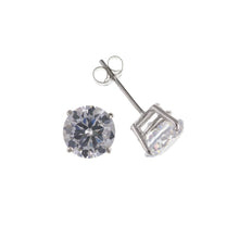 Load image into Gallery viewer, 9ct White Gold 7MM Claw Set CZ Stud Earrings SKU 1607012
