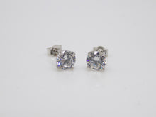 Load image into Gallery viewer, 9ct White Gold 5MM Claw Set CZ Stud Earrings SKU 1607013
