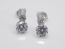 Load image into Gallery viewer, 9ct White Gold 3 CZ Stud Earrings SKU 1607022
