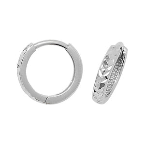 9ct White Gold Small Diamond Cut Hoop Earrings SKU 1610001