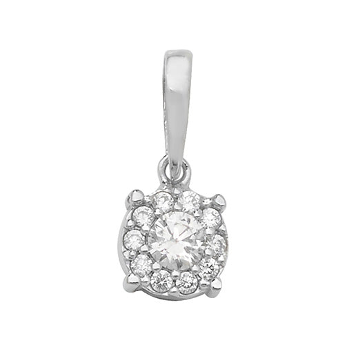 9ct White Gold CZ Halo Pendant SKU 1612011