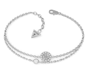 Guess Bracelet Double Row With Crystals Stainless Steel Silver Tone SKU 3001193