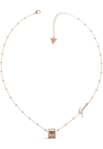 Guess Necklace Stainless Steel Rose Tone, Stone Set & Plain Barrel SKU 3001270