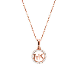 Michael Kors Necklace Sterling Silver, 14ct Rose Gold Plated CZ, MK SKU 3010003