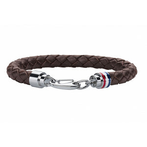 Tommy Hilfiger Gents Brown Leather Braided Bracelet SKU 3016001