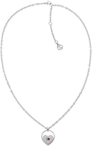 Tommy Hilfiger Stainless Steel Silver Tone Heart Necklace SKU 3016037